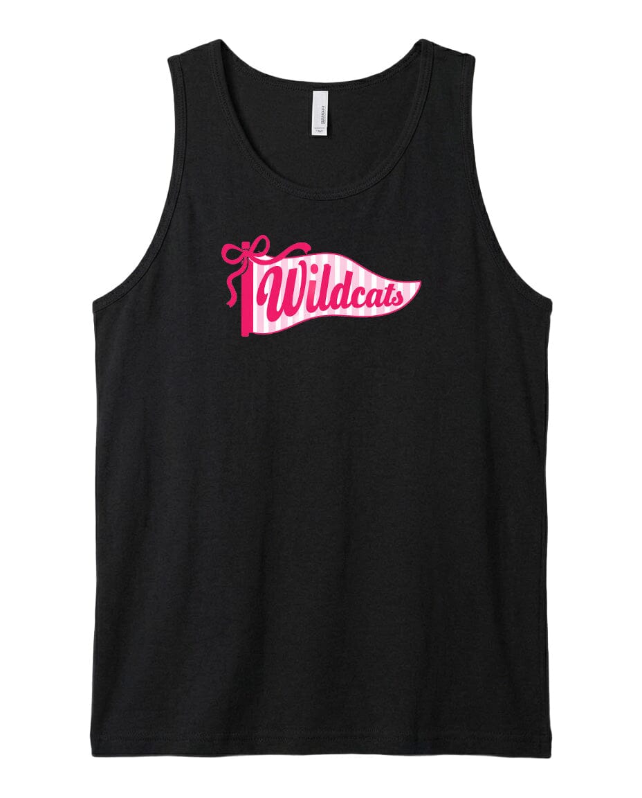 A black tank top with a pink banner that says "Wildcats" on it.