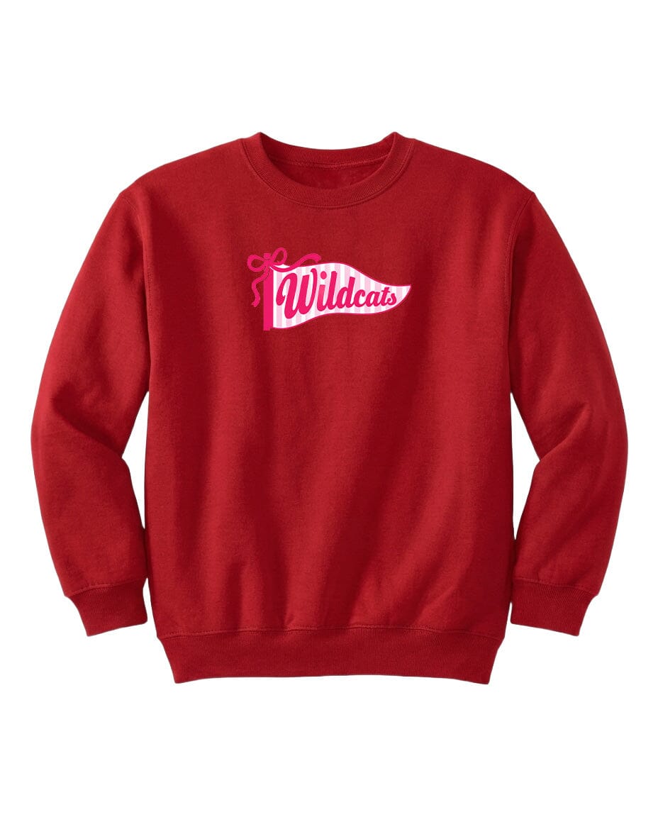 A red sweatshirt with the text "Wildcats" printed on it.