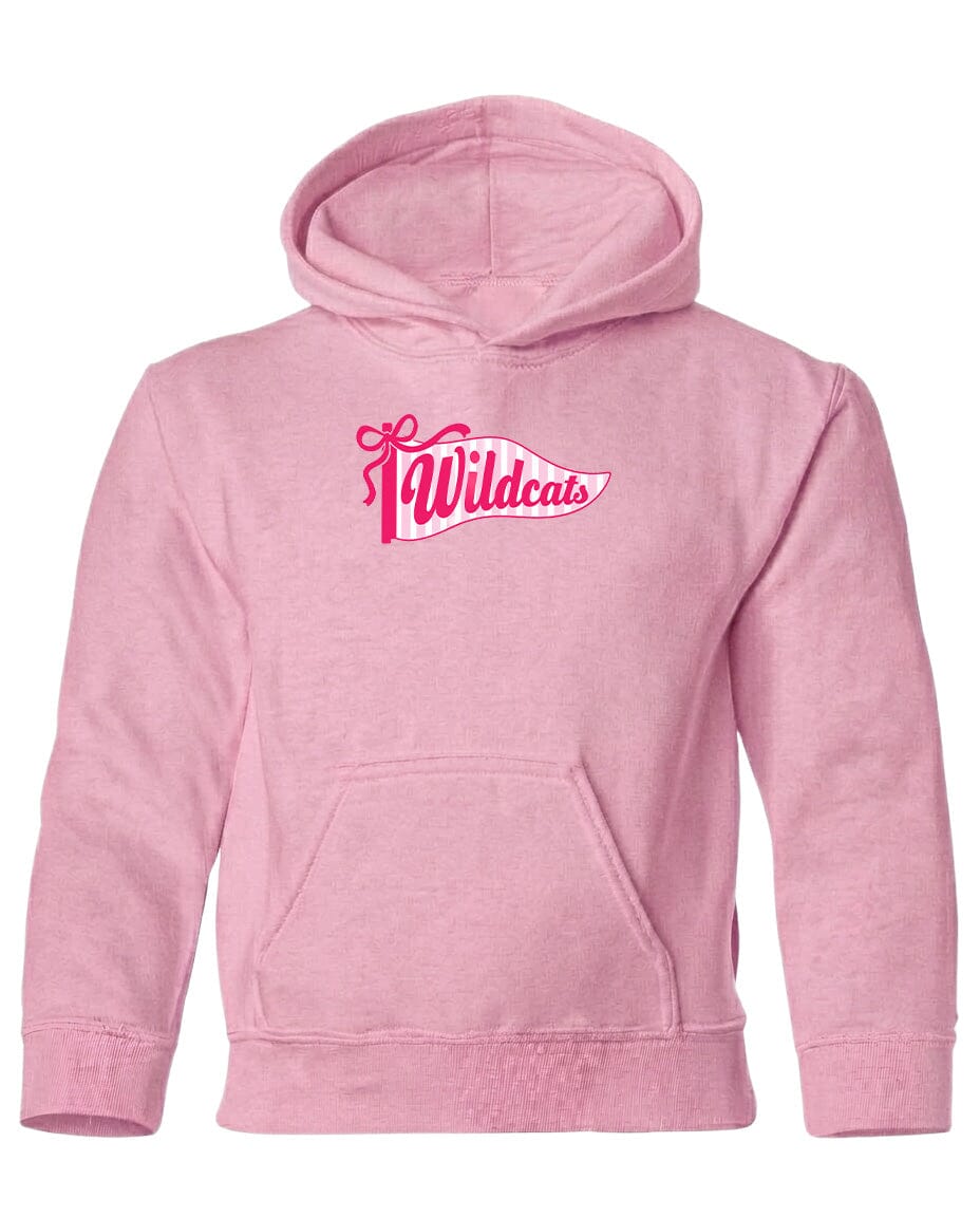 A pink hoodie with the text "Wildcats" printed on it.