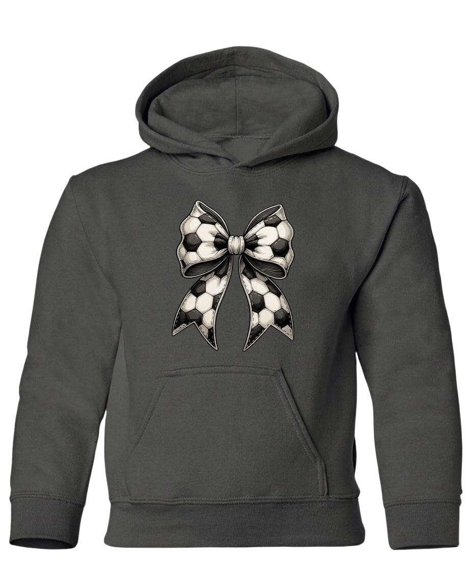 Youth Soccer Ribbon Chest Logo T Shirt | Hoodie | Long Sleeve | Sweatshirt | Crew Neck | Tank Top Fiesta Doodle Heavyweight Hoodie YXS Charcoal waterproof vinyl sticker. dishwasher safe outdoor sticker.