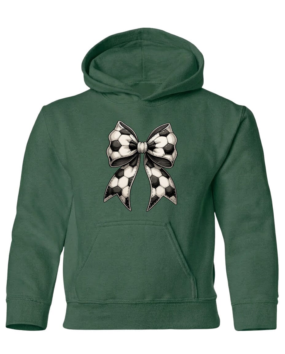 Youth Soccer Ribbon Chest Logo T Shirt | Hoodie | Long Sleeve | Sweatshirt | Crew Neck | Tank Top Fiesta Doodle Heavyweight Hoodie YXS Forest Green waterproof vinyl sticker. dishwasher safe outdoor sticker.