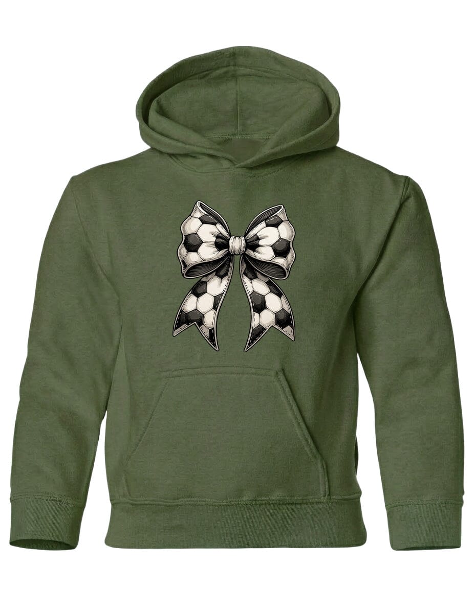 Youth Soccer Ribbon Chest Logo T Shirt | Hoodie | Long Sleeve | Sweatshirt | Crew Neck | Tank Top Fiesta Doodle Heavyweight Hoodie YXS Military Green waterproof vinyl sticker. dishwasher safe outdoor sticker.