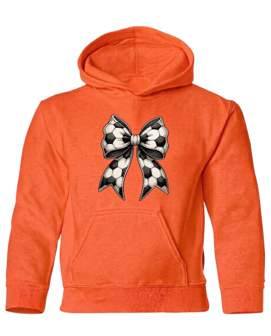 Youth Soccer Ribbon Chest Logo T Shirt | Hoodie | Long Sleeve | Sweatshirt | Crew Neck | Tank Top Fiesta Doodle Heavyweight Hoodie YXS Orange waterproof vinyl sticker. dishwasher safe outdoor sticker.