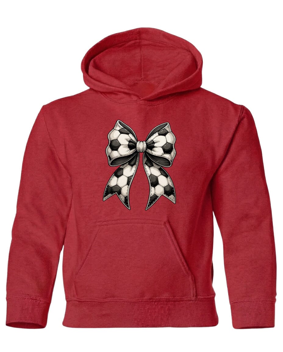 Youth Soccer Ribbon Chest Logo T Shirt | Hoodie | Long Sleeve | Sweatshirt | Crew Neck | Tank Top Fiesta Doodle Heavyweight Hoodie YXS Red waterproof vinyl sticker. dishwasher safe outdoor sticker.