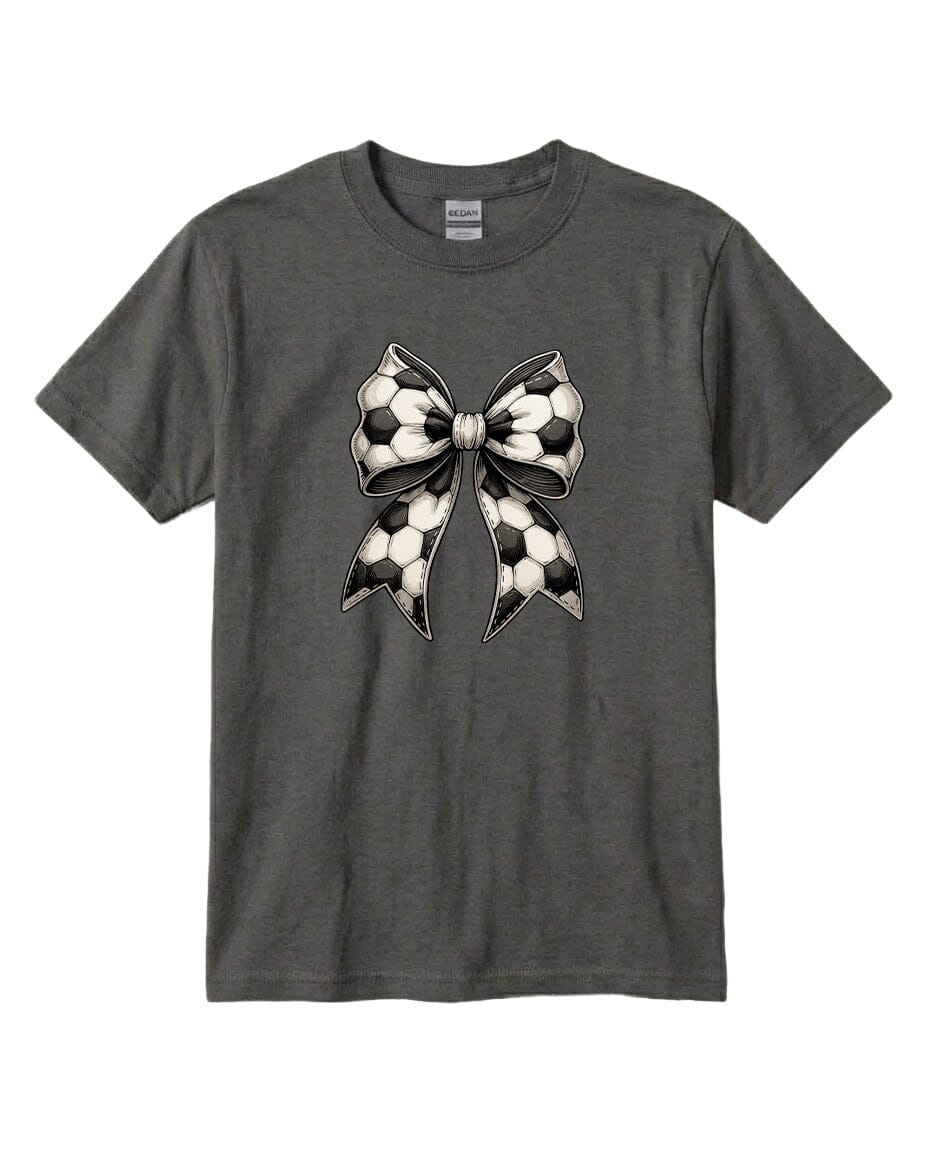 Youth Soccer Ribbon Chest Logo T Shirt | Hoodie | Long Sleeve | Sweatshirt | Crew Neck | Tank Top Fiesta Doodle T Shirt YXS Charcoal waterproof vinyl sticker. dishwasher safe outdoor sticker.
