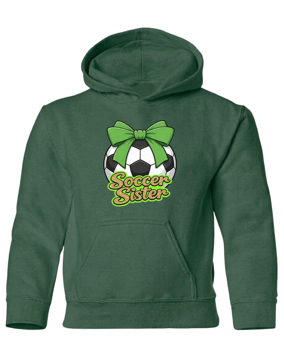 YOUTH Soccer Sister Chest Logo T Shirt | Hoodie | Long Sleeve | Sweatshirt | Crew Neck | Tank Top 2 Fiesta Doodle Heavyweight Hoodie YXS Forest Green waterproof vinyl sticker. dishwasher safe outdoor sticker.