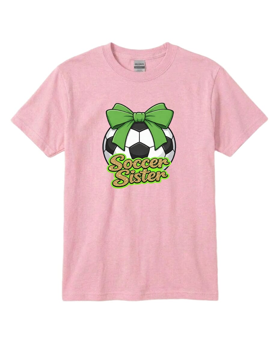 YOUTH Soccer Sister Chest Logo T Shirt | Hoodie | Long Sleeve | Sweatshirt | Crew Neck | Tank Top 2 Fiesta Doodle T Shirt YXS Light Pink waterproof vinyl sticker. dishwasher safe outdoor sticker.