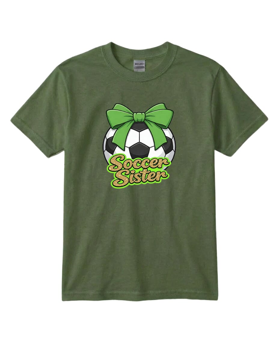 YOUTH Soccer Sister Chest Logo T Shirt | Hoodie | Long Sleeve | Sweatshirt | Crew Neck | Tank Top 2 Fiesta Doodle T Shirt YXS Military Green waterproof vinyl sticker. dishwasher safe outdoor sticker.