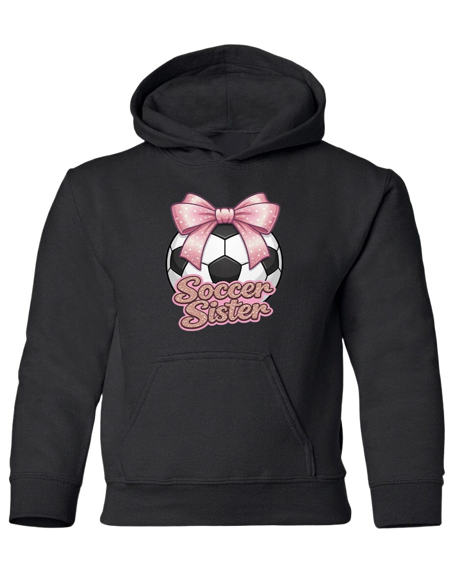 Youth Soccer Sister Chest Logo T Shirt | Hoodie | Long Sleeve | Sweatshirt | Crew Neck | Tank Top Fiesta Doodle Heavyweight Hoodie YXS Black waterproof vinyl sticker. dishwasher safe outdoor sticker.
