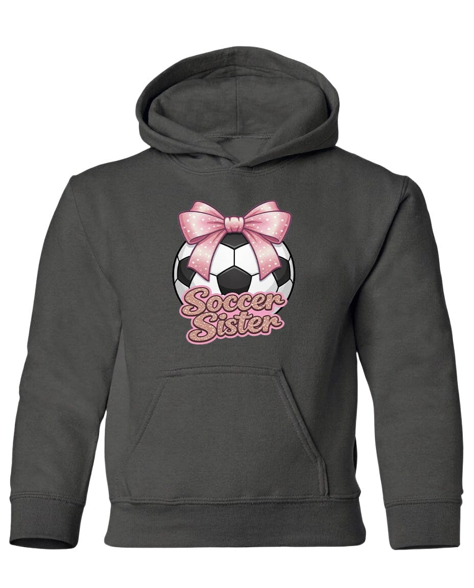 Youth Soccer Sister Chest Logo T Shirt | Hoodie | Long Sleeve | Sweatshirt | Crew Neck | Tank Top Fiesta Doodle Heavyweight Hoodie YXS Charcoal waterproof vinyl sticker. dishwasher safe outdoor sticker.