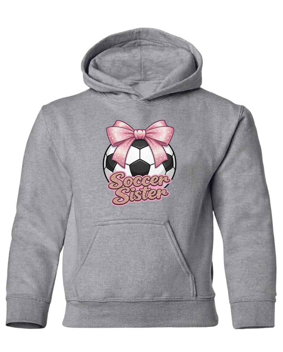 Youth Soccer Sister Chest Logo T Shirt | Hoodie | Long Sleeve | Sweatshirt | Crew Neck | Tank Top Fiesta Doodle Heavyweight Hoodie YXS Sport Gray waterproof vinyl sticker. dishwasher safe outdoor sticker.
