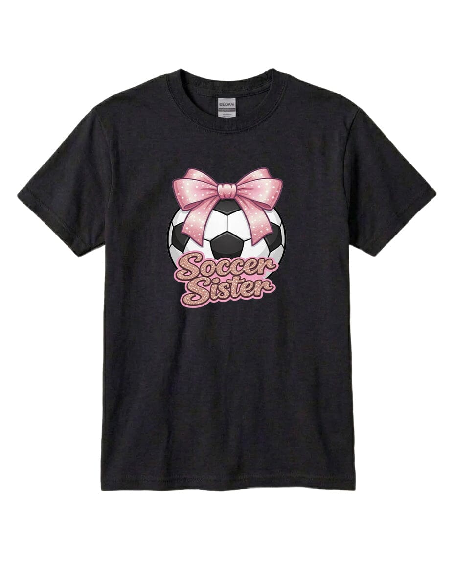 Youth Soccer Sister Chest Logo T Shirt | Hoodie | Long Sleeve | Sweatshirt | Crew Neck | Tank Top Fiesta Doodle T Shirt YXS Black waterproof vinyl sticker. dishwasher safe outdoor sticker.