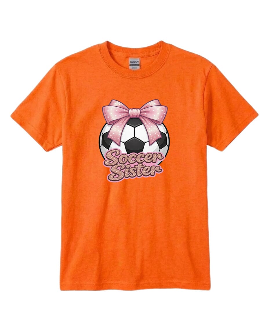 Youth Soccer Sister Chest Logo T Shirt | Hoodie | Long Sleeve | Sweatshirt | Crew Neck | Tank Top Fiesta Doodle T Shirt YXS Orange waterproof vinyl sticker. dishwasher safe outdoor sticker.