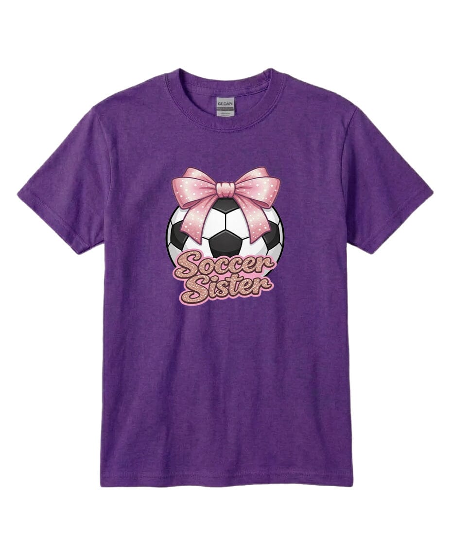 Youth Soccer Sister Chest Logo T Shirt | Hoodie | Long Sleeve | Sweatshirt | Crew Neck | Tank Top Fiesta Doodle T Shirt YXS Purple waterproof vinyl sticker. dishwasher safe outdoor sticker.