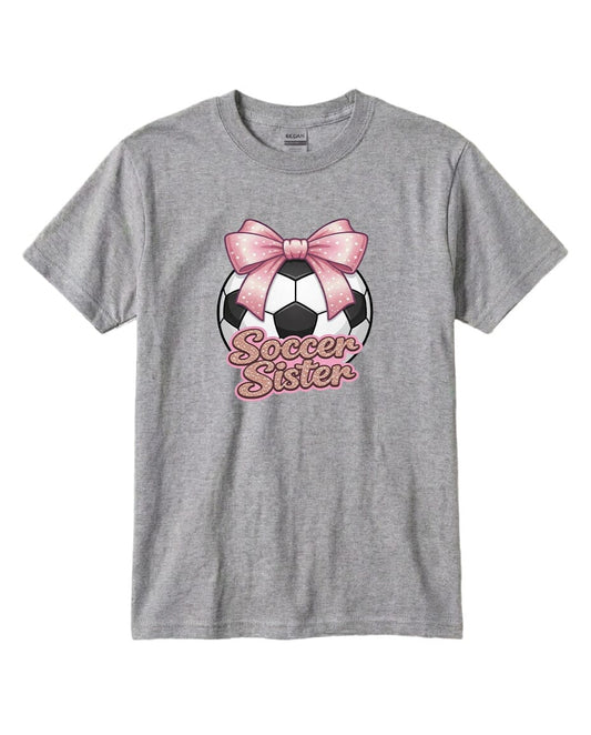 Youth Soccer Sister Chest Logo T Shirt | Hoodie | Long Sleeve | Sweatshirt | Crew Neck | Tank Top Fiesta Doodle T Shirt YXS Sport Gray waterproof vinyl sticker. dishwasher safe outdoor sticker.