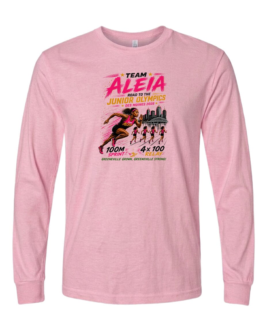 YOUTH Team Aleia Full Chest Logo T Shirt | Hoodie | Long Sleeve | Sweatshirt | Crew Neck | Tank Top Fiesta Doodle Long Sleeve YS Light Pink waterproof vinyl sticker. dishwasher safe outdoor sticker.