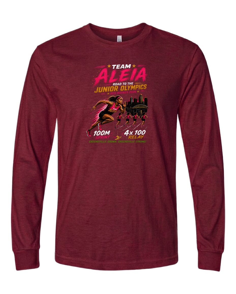 YOUTH Team Aleia Full Chest Logo T Shirt | Hoodie | Long Sleeve | Sweatshirt | Crew Neck | Tank Top Fiesta Doodle Long Sleeve YS Maroon waterproof vinyl sticker. dishwasher safe outdoor sticker.