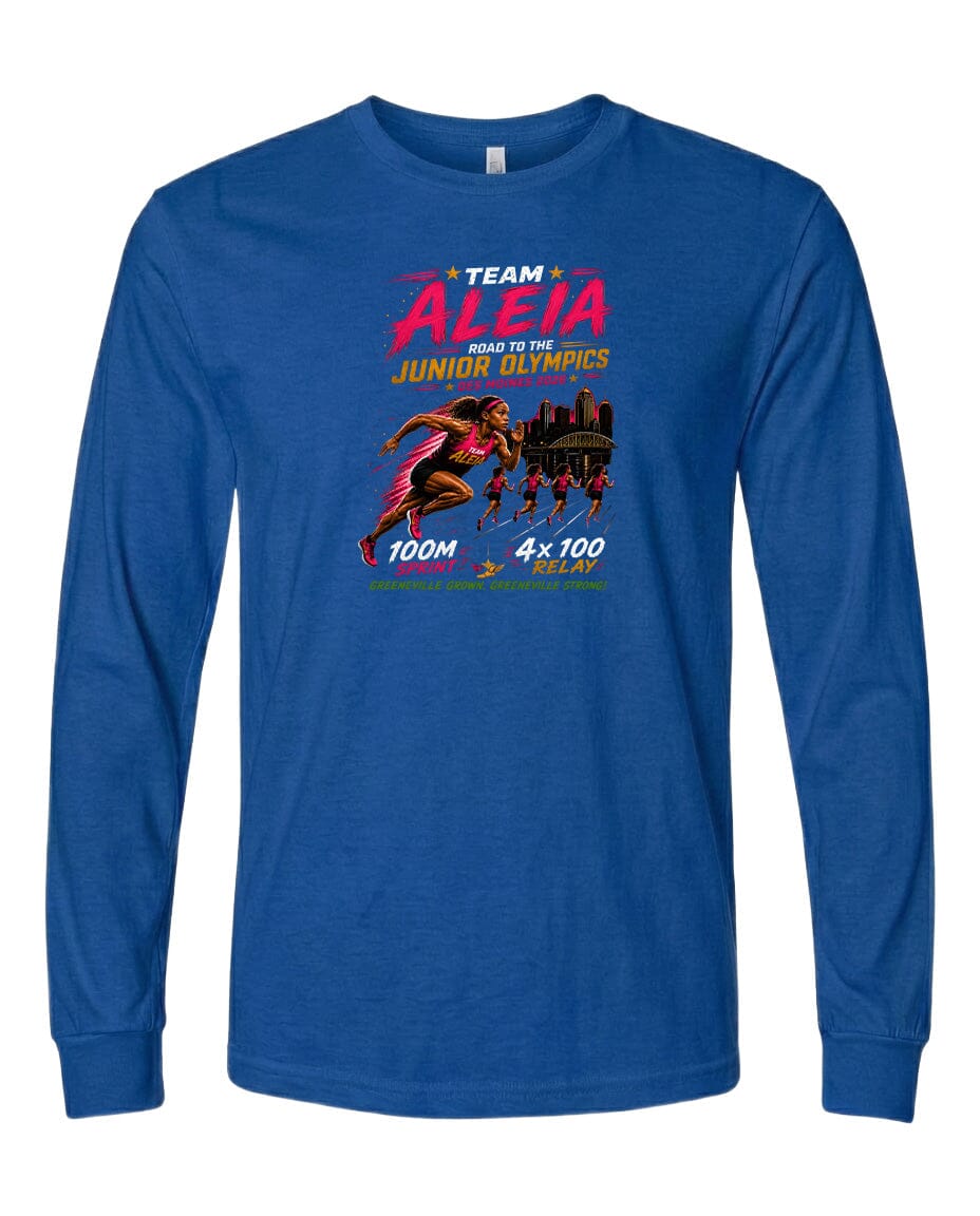 YOUTH Team Aleia Full Chest Logo T Shirt | Hoodie | Long Sleeve | Sweatshirt | Crew Neck | Tank Top Fiesta Doodle Long Sleeve YS Royal Blue waterproof vinyl sticker. dishwasher safe outdoor sticker.